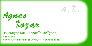 agnes kozar business card